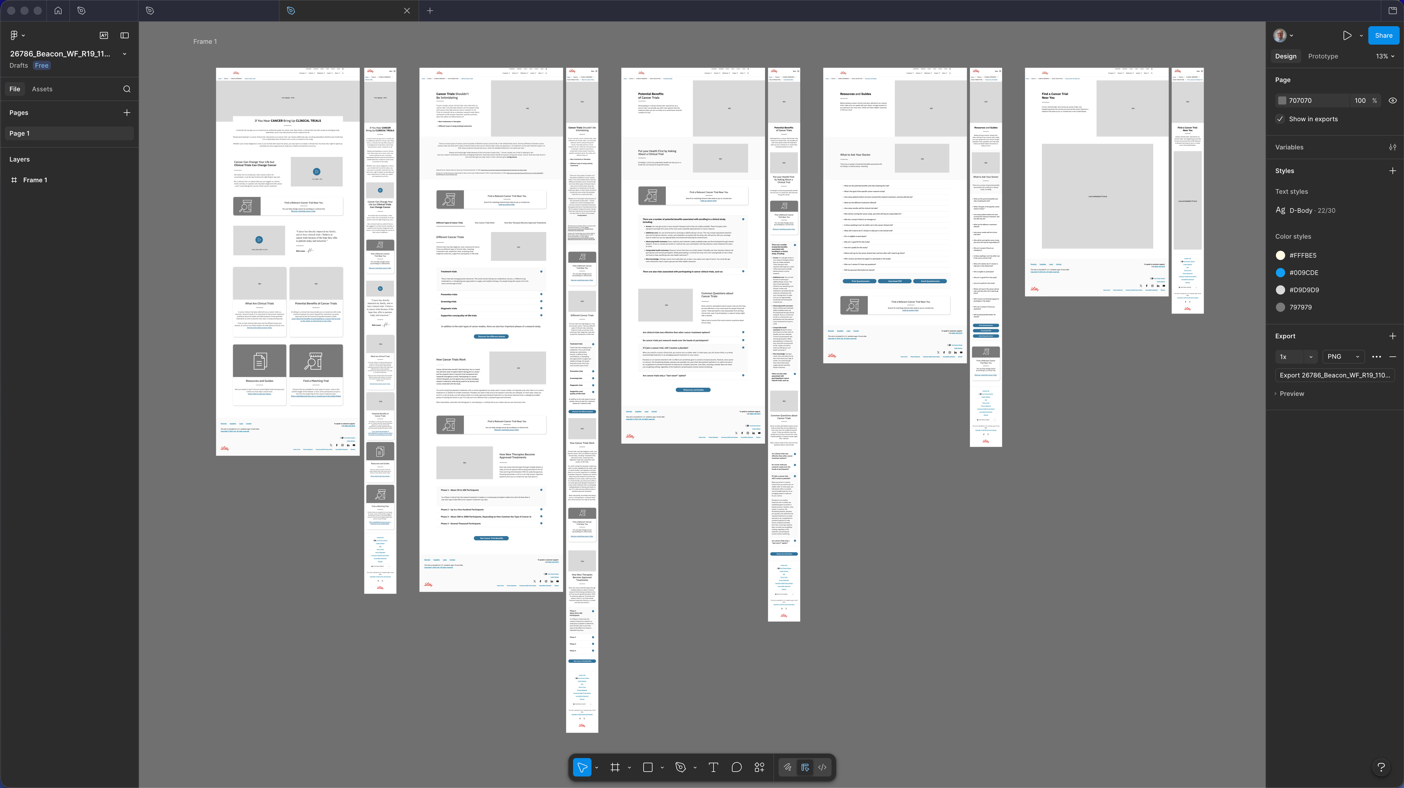 Beacon Platform Desktop Wireframes R19 — five-section spread
